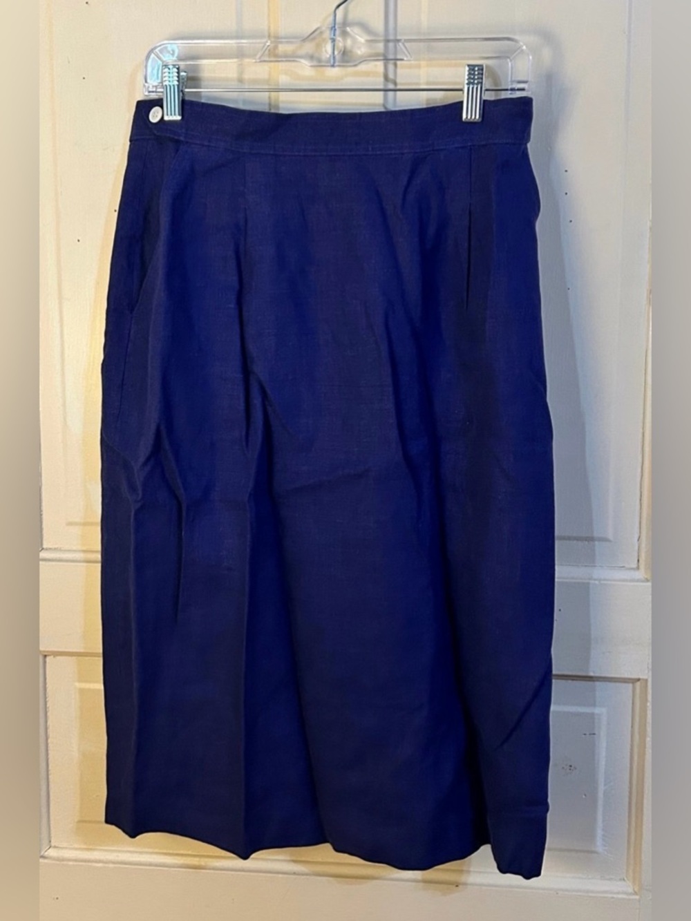 Vintage Brooks Brothers Pure Irish Linen Skirt | Made in HK | Blue High Waist